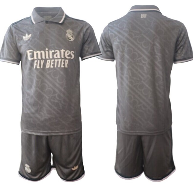 Men's Real Madrid Custom 24/25 Grey Third Soccer Jersey Suit